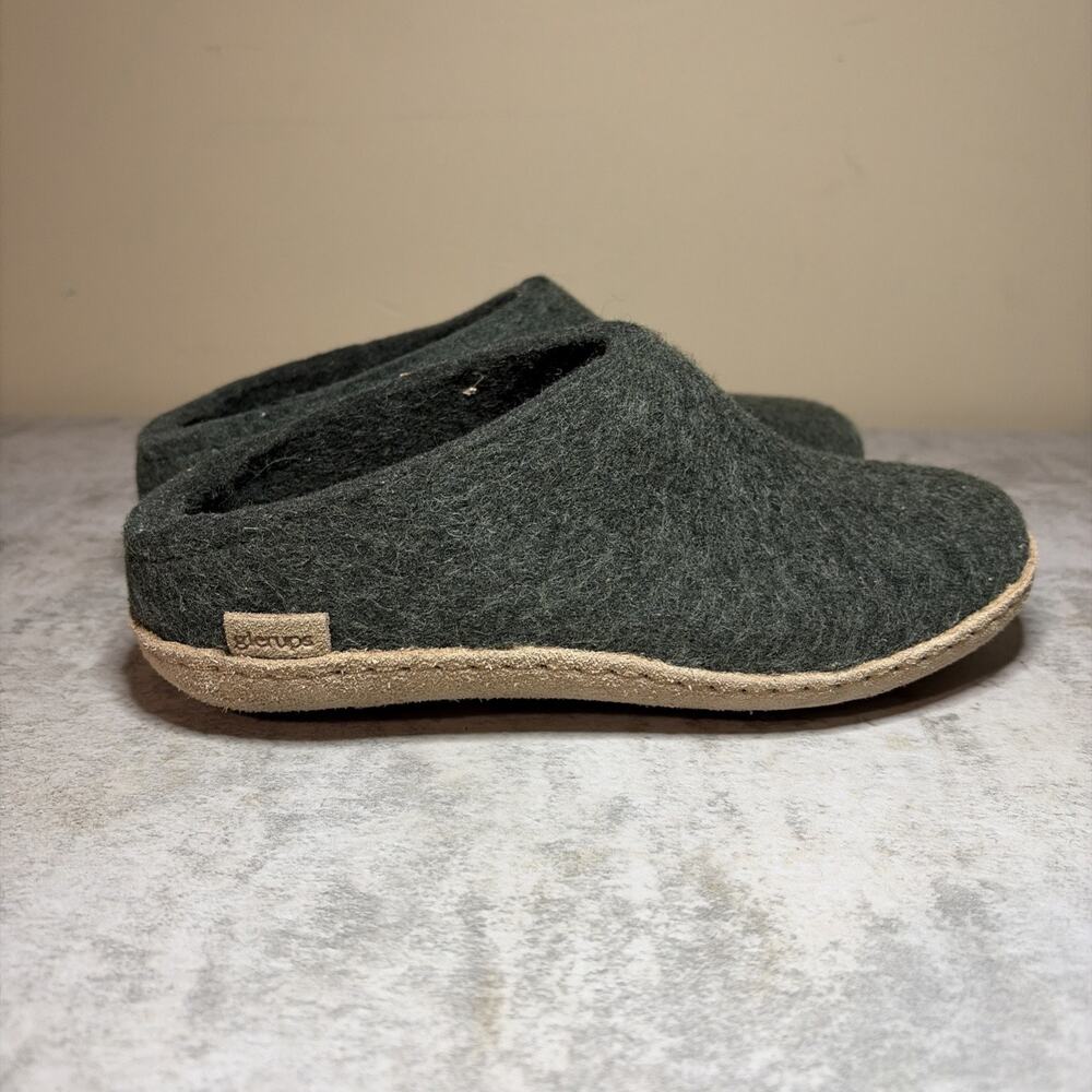 Glerups Wool Slipper Shoe Forest Green - US M 5 / W 6 , EU 36